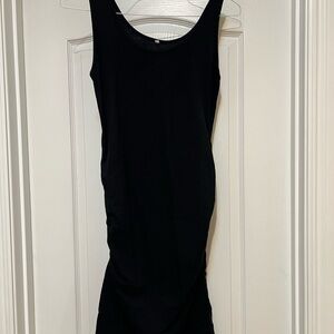 Women’s Maternity Black Sleeveless Dress - Ruching Bodycon